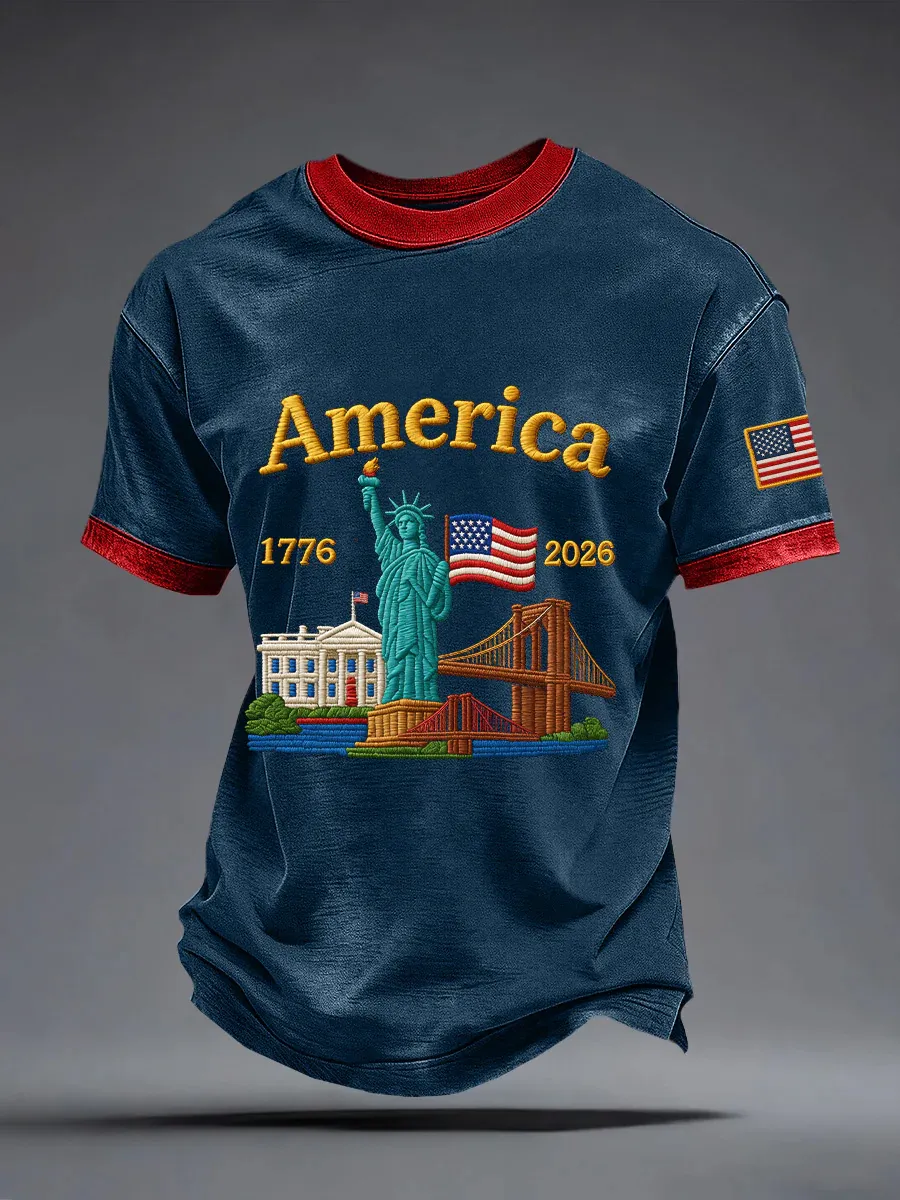 Men's America 250th Anniversary Art Print Casual T-Shirt