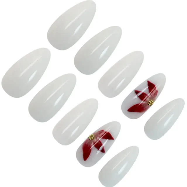 Nailhour 24Pcs Minimalist 3D Short Almond Press On Nails