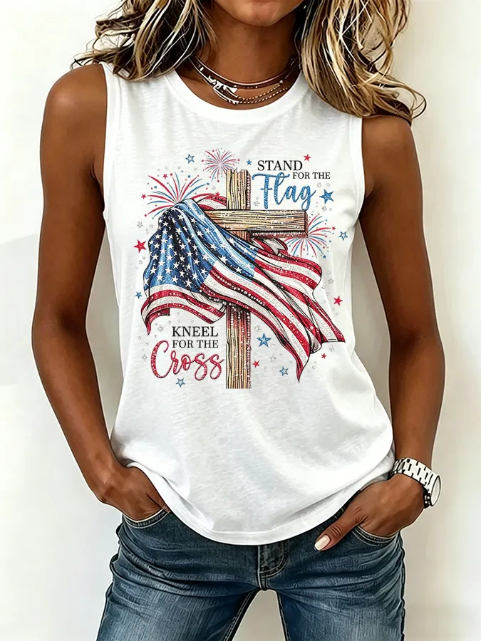 Women'S America Flag Printed Tank Top