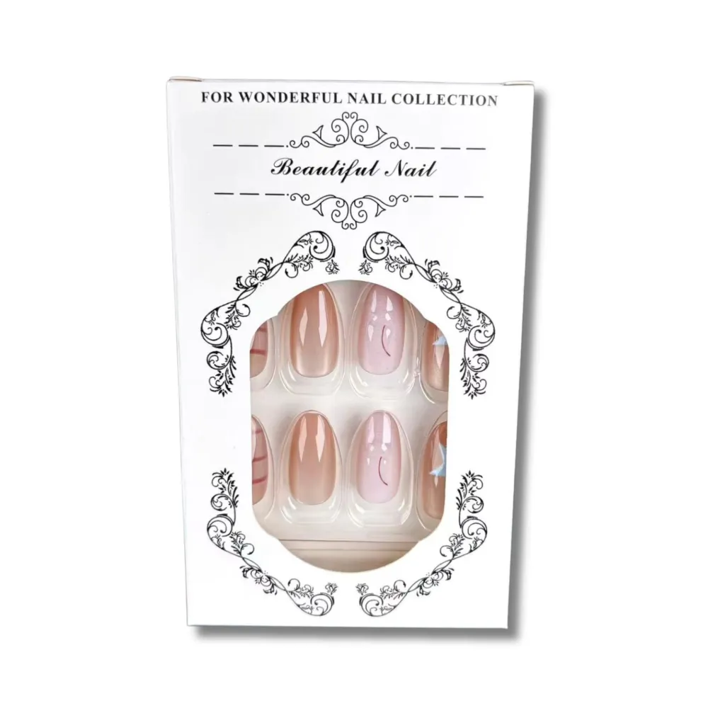 Nailhour 30Pcs 3D Nude Medium Oval Cat Eye Press On Nails