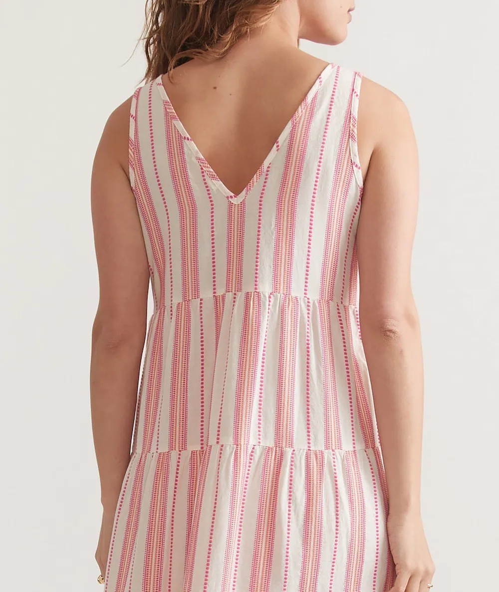 Pink Striped Tiered Maxi Dress