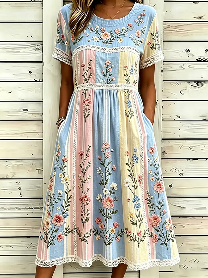 Women's floral short sleeved dress