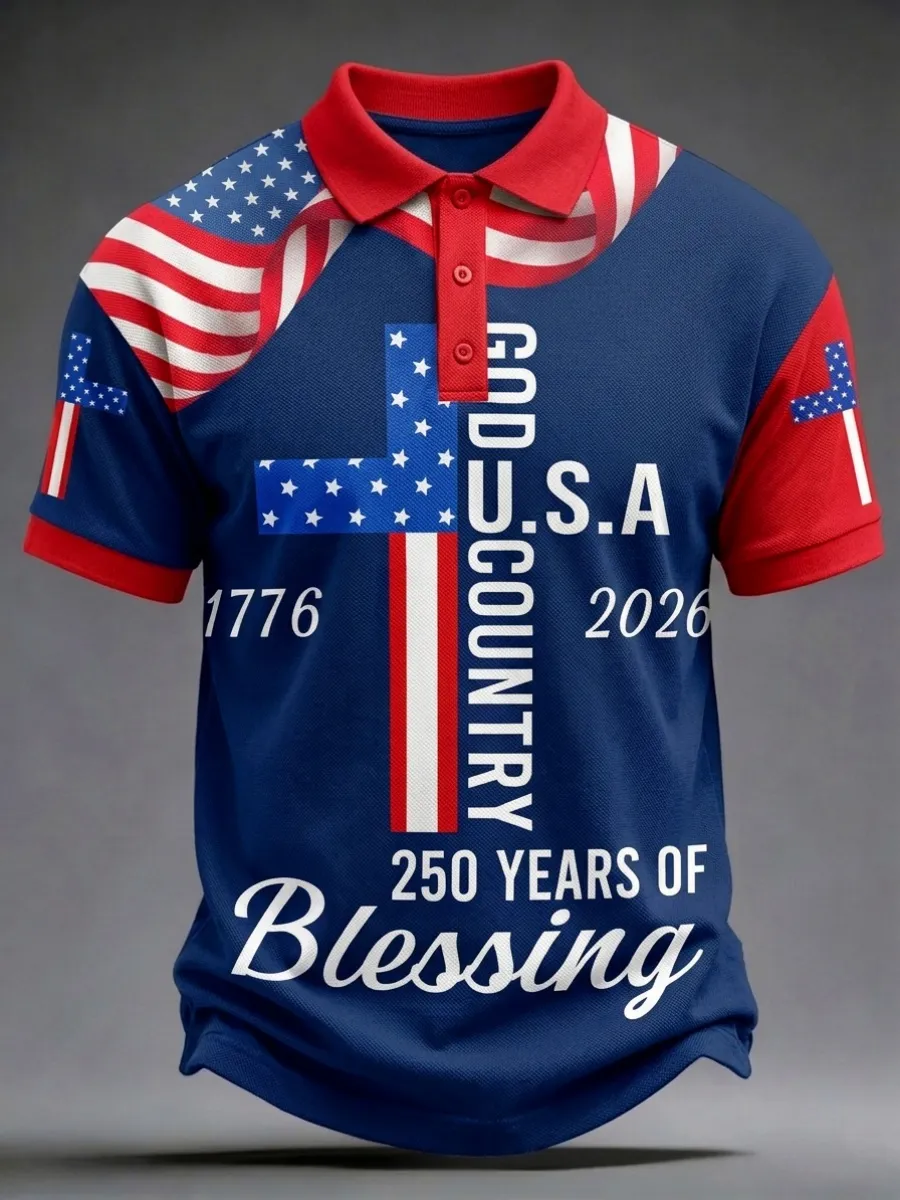 U.S. 250th Anniversary Faith Print Men's Polo Shirt