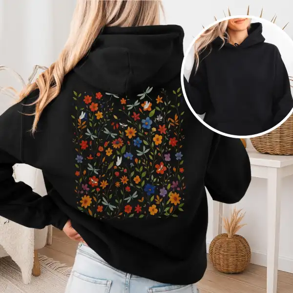 Dragonfly Meadow Hoodie – Whimsical Floral Tee
