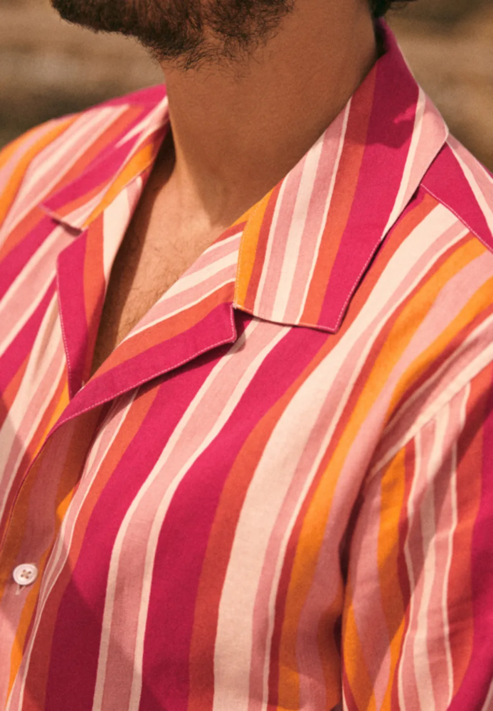  Shirt-Stripes Ecru Pink Orange
