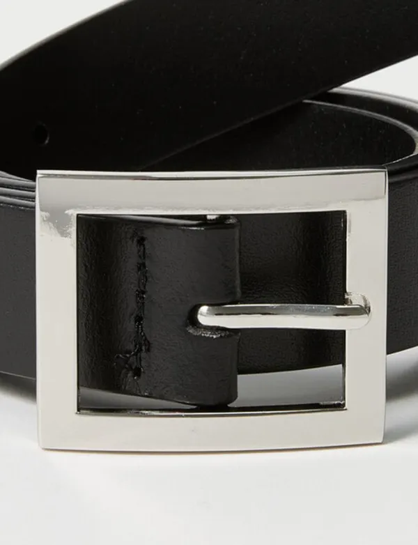 Minimalist Business Style Black Leather Belt