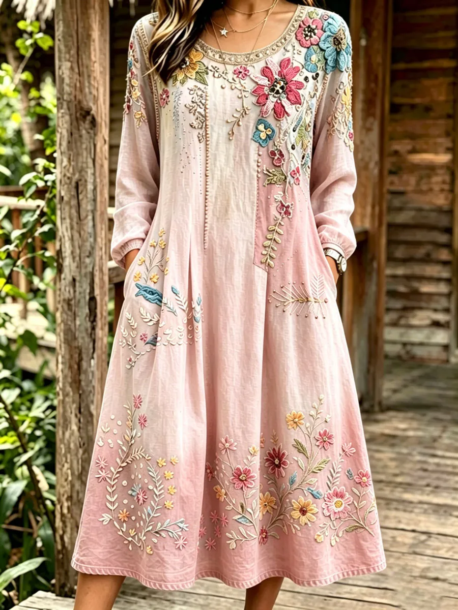 Women'S Casual Plant Flower Art Printed Art Dress