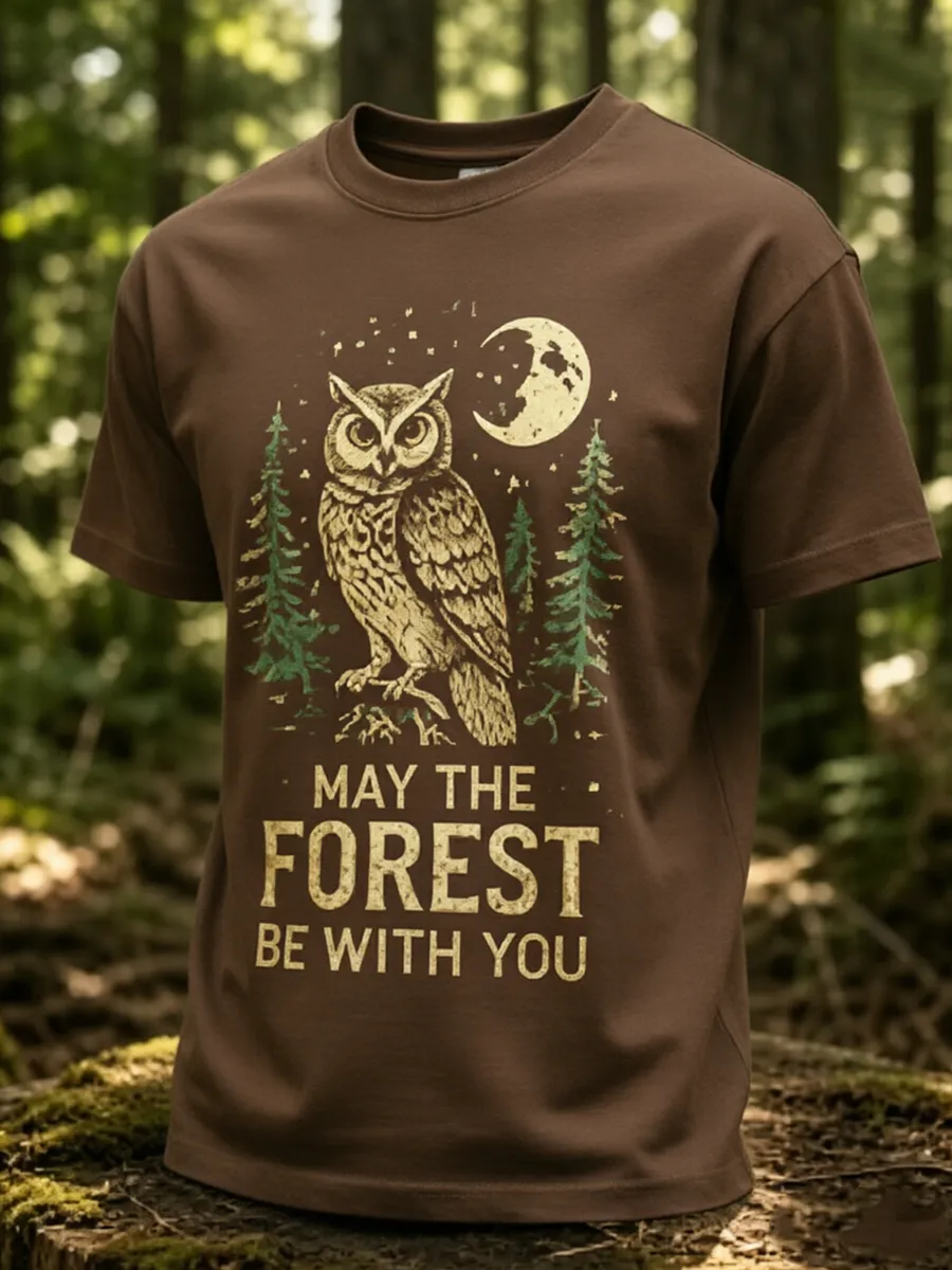 Men's May The Forest Be With You Printed Casual T-Shirt