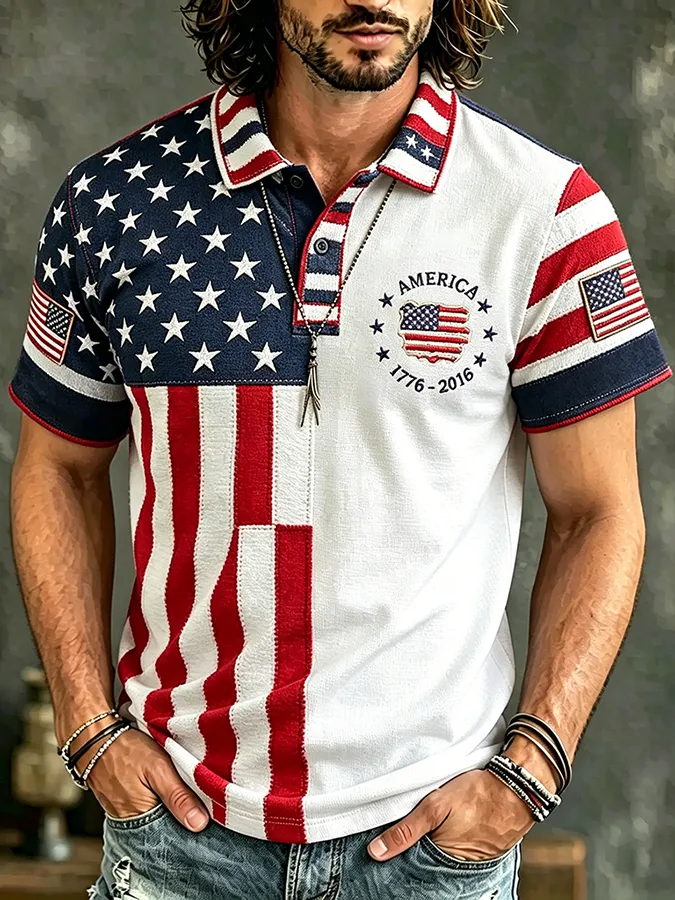 Men's Anniversary Of The United States Print Polo Shirt