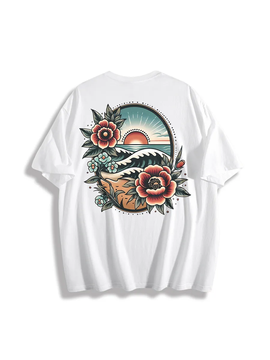 Floral Wave Design T-Shirts