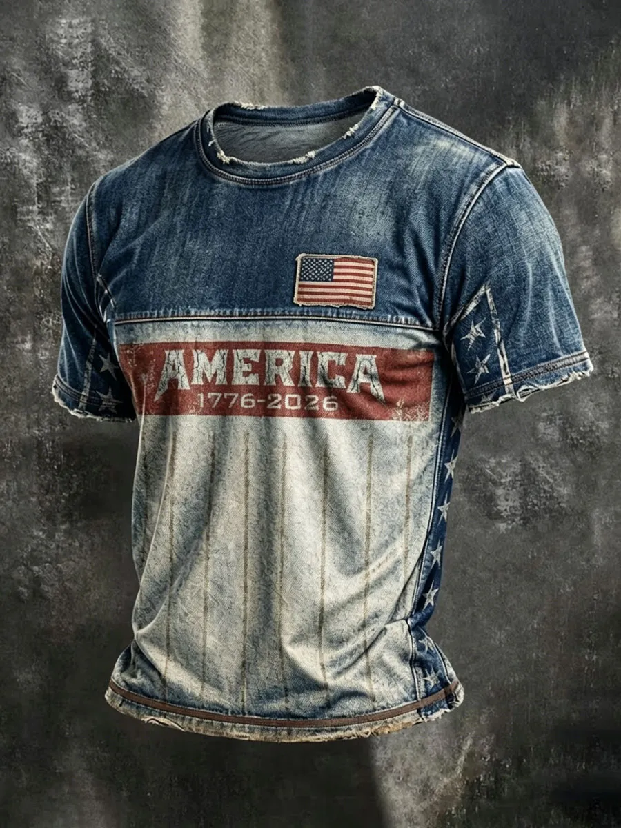 Men'S Retro 250Th Anniversary American Short-Sleeve T-Shirt