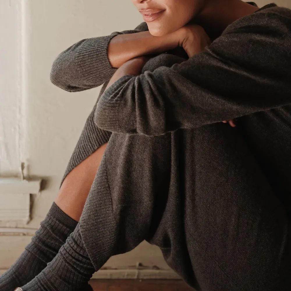 Crew Neck Long-Sleeve Sweater Dresses