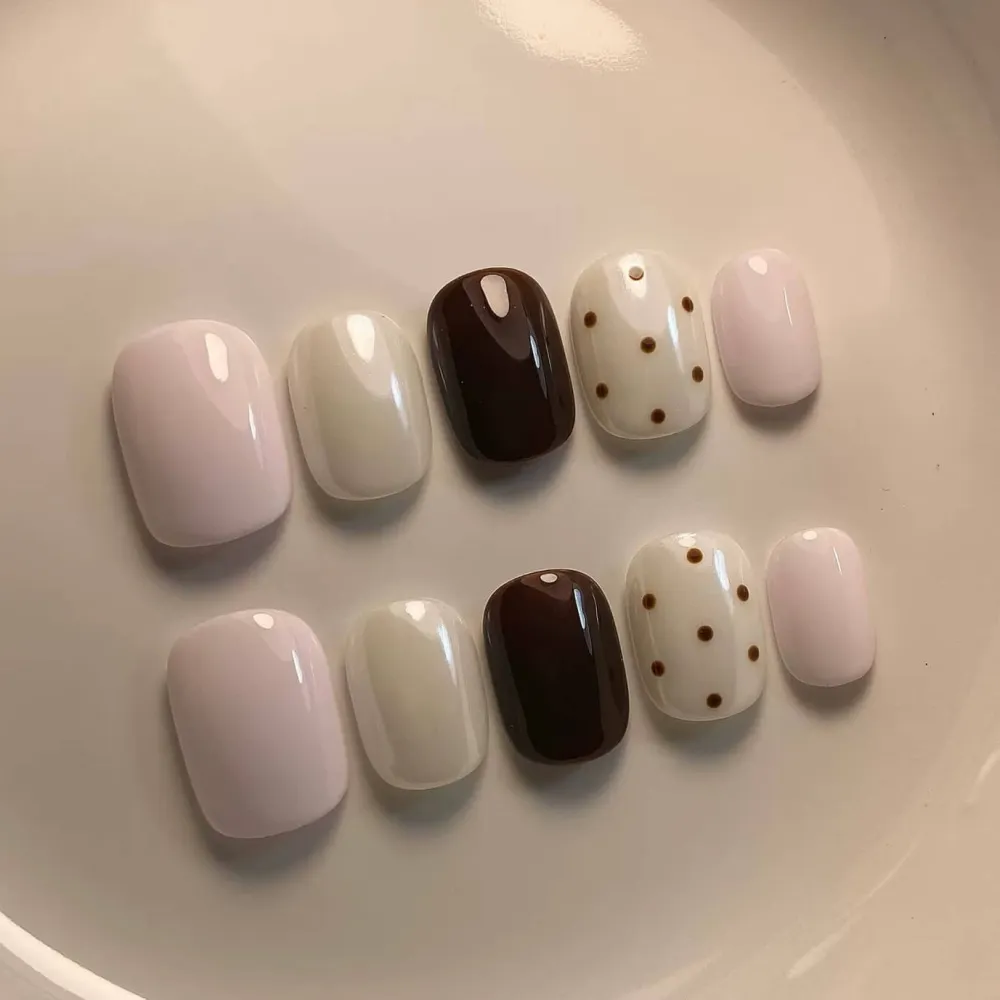 Nailhour 10Pcs Handmade Short Oval Minimalist Press On Nails