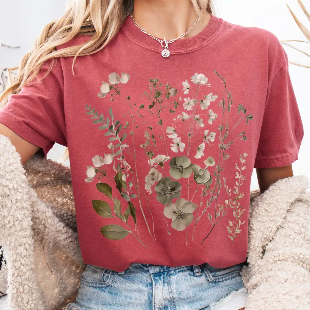 Sage And White Wildflower Shirt