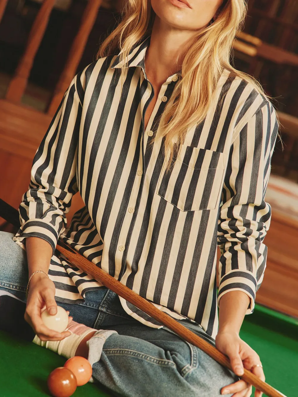 Green & Cream Stripe Shirt