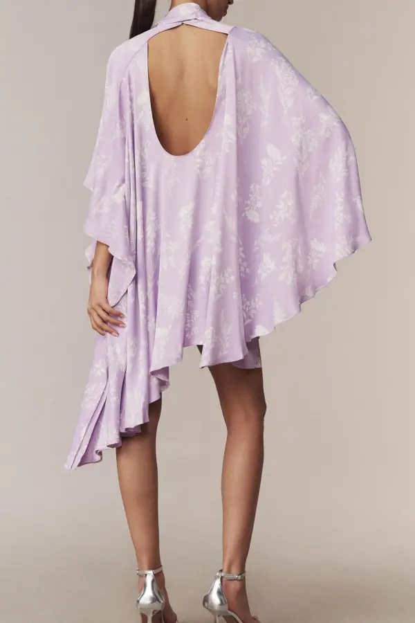 High-Neck Swing Long-Sleeve Mini Dresses
