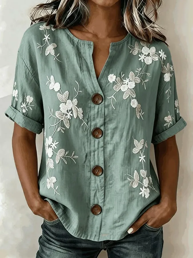 Women's Casual Round-Neck Printed Shirt