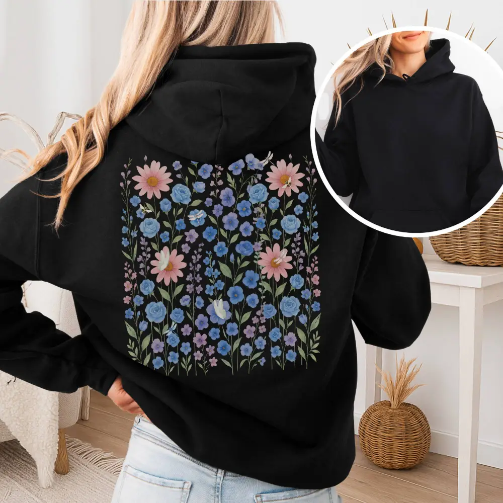 Blue Wildflower Hoodie