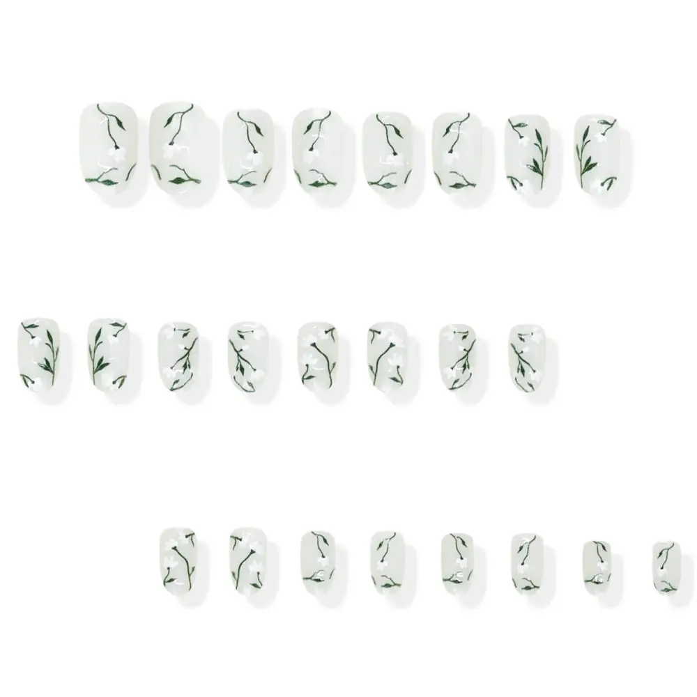 Nailhour 24Pcs Chinese Short Oval Sheer Press On Nails