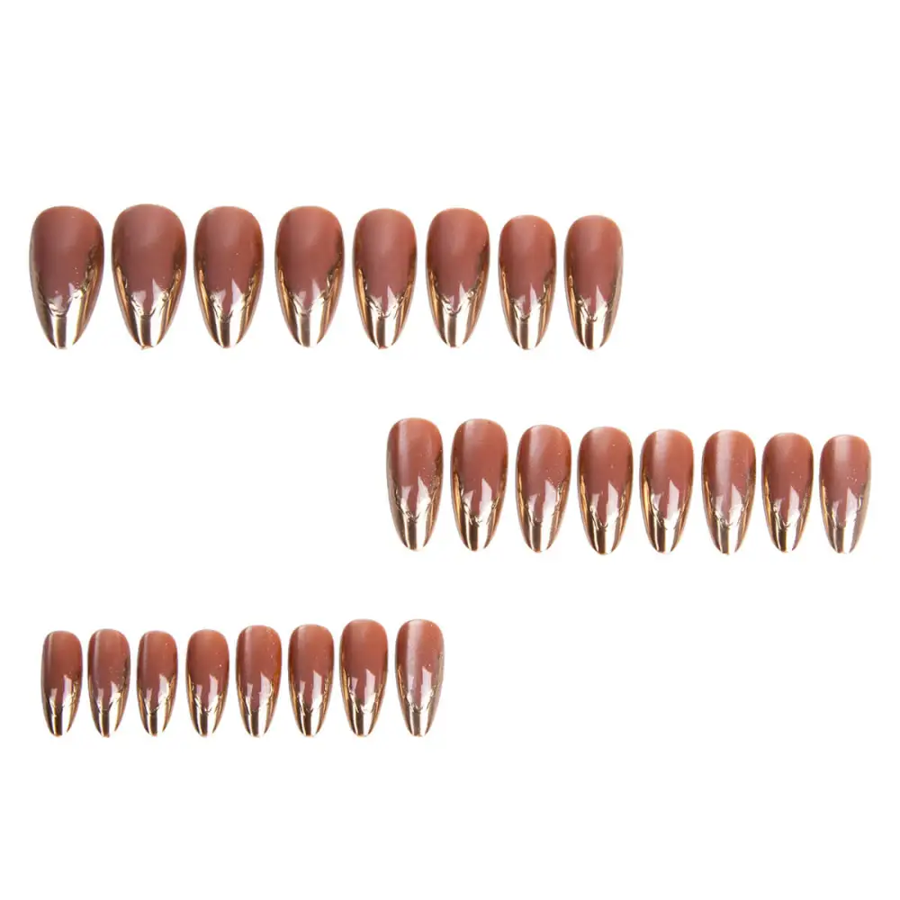 Nailhour 24Pcs Nude Cat Eye Medium Almond Press On Nails