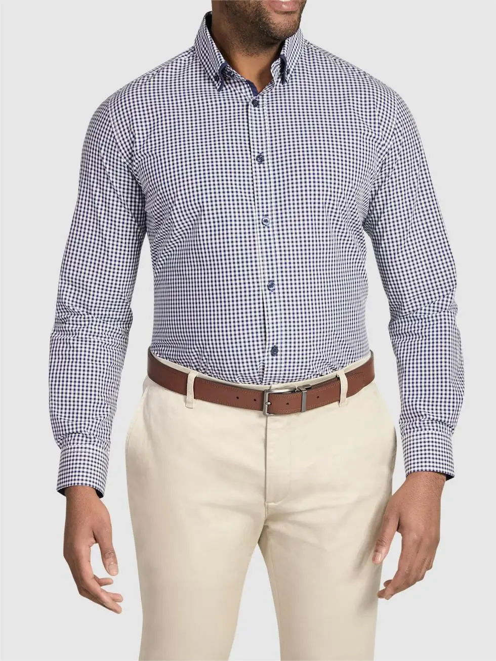 Navy Classic Plaid Long Sleeve Shirts