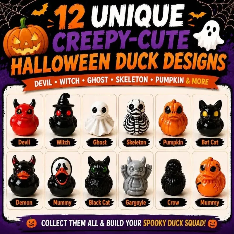 Random Mini Devil Ghost Skull Resin Ducks Cute Spooky Desktop Decor