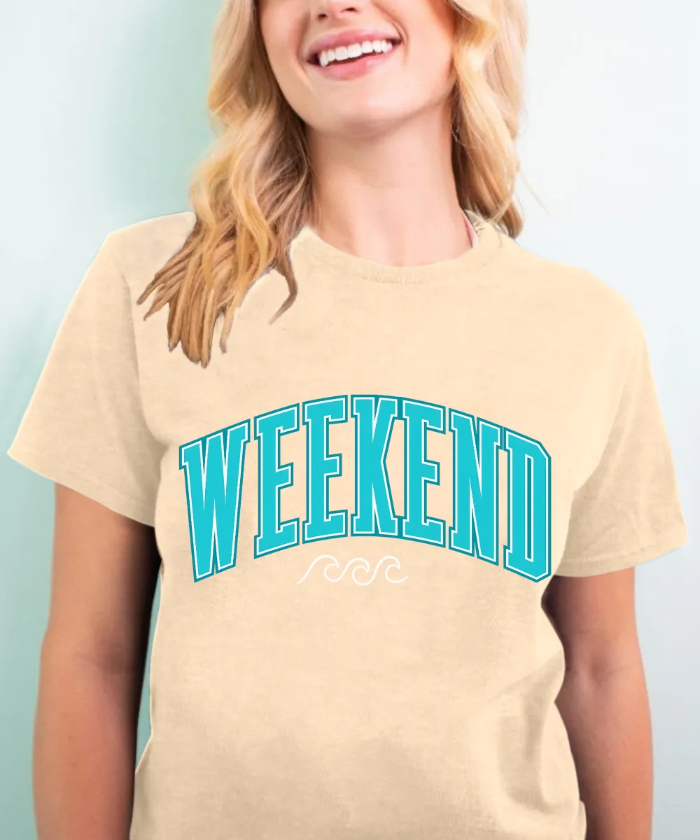 Weekend Lettering Casual T-shirt