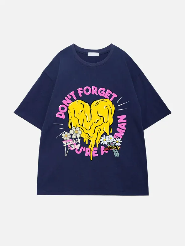 Cute Heart-shaped Font Combined With Printed T-shirt