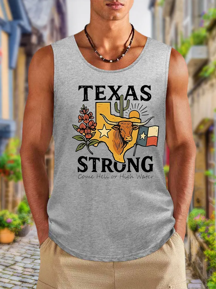 Men'S Simple Style Texas Strong Leisure Crew Neck Vest