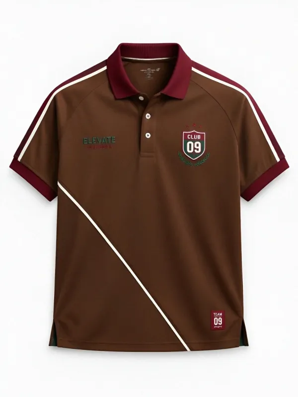 Men's Athletic Club 09 Sporty Emblem Printed Polo Shirt