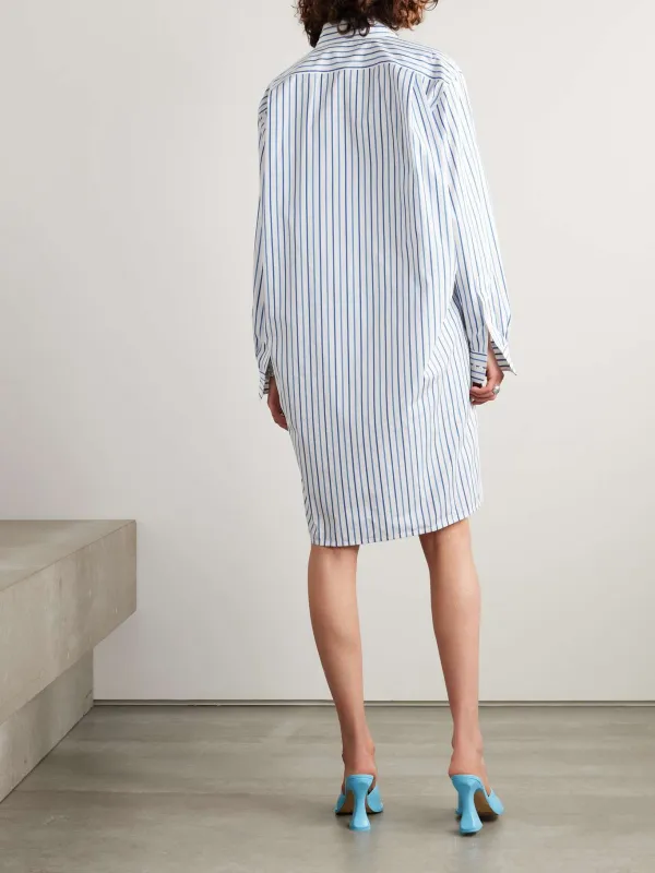 Casual Striped Shirt Dress