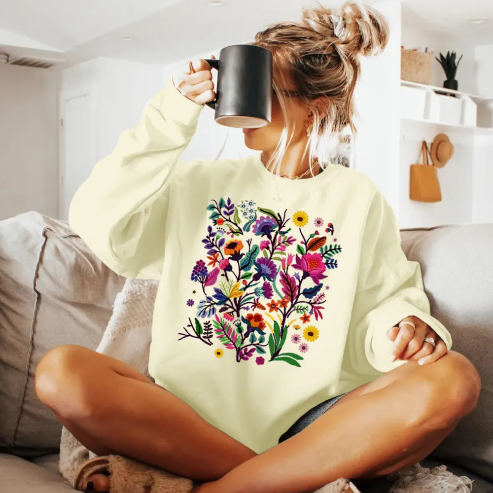 Vibrant Wildflower Printed Sweatshirts