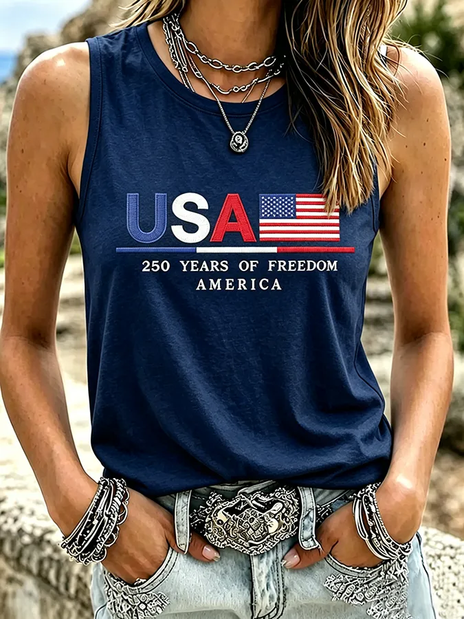 250Th Anniversary Embroidered Tank Top Round Neck Tank Top In The United States