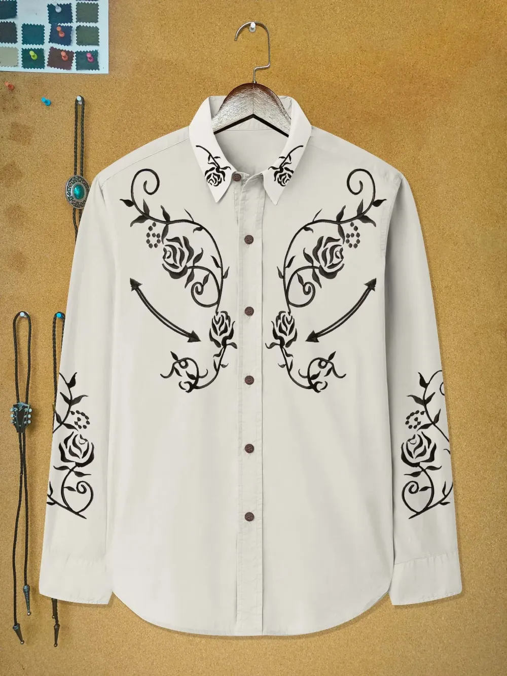 Vintage Western Flower - 100% Cotton Long Sleeves Shirt