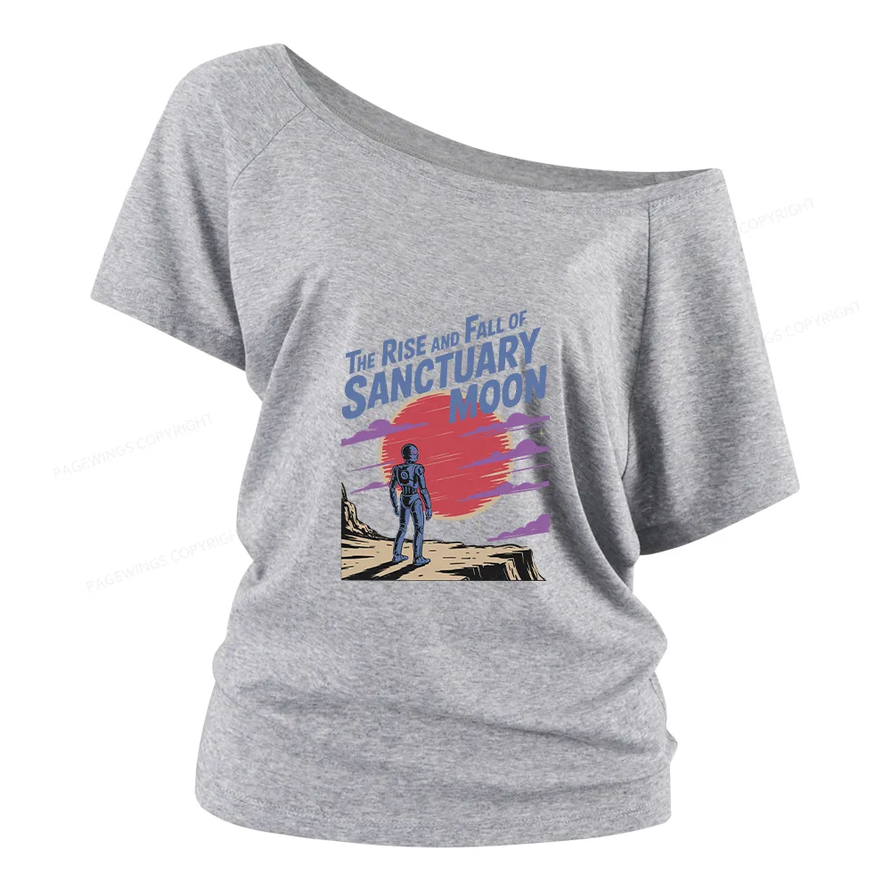 Sunset Cloud Print Off Shoulder T-shirts