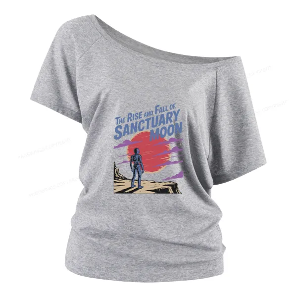 Sunset Cloud Print Off Shoulder T-shirts