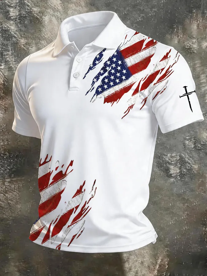 Men'S Independence Day Print Casual Polo Shirt