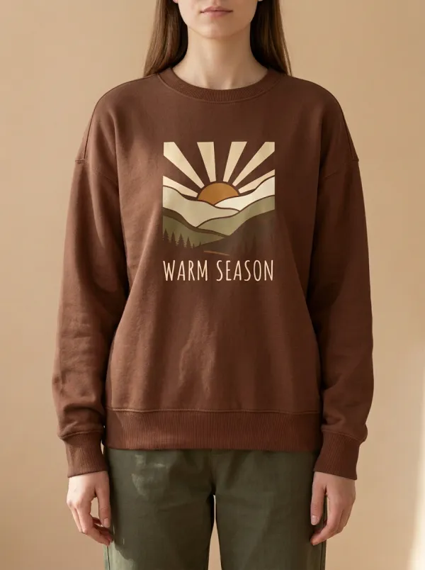 Botanical Sunset Landscape Printed Women's Graphic Sweatshirt