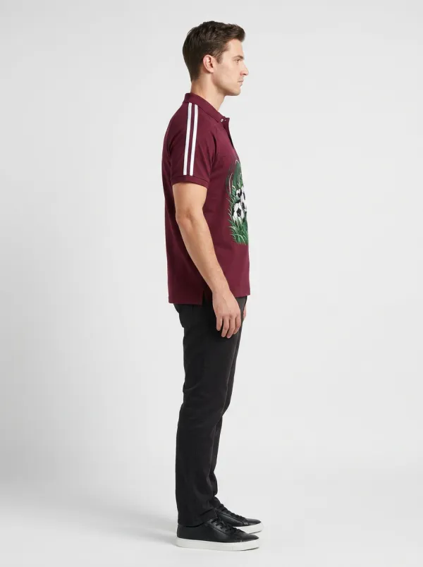 Men's Soccer Fan Grass Soccer Balls Printed Polo Shirt