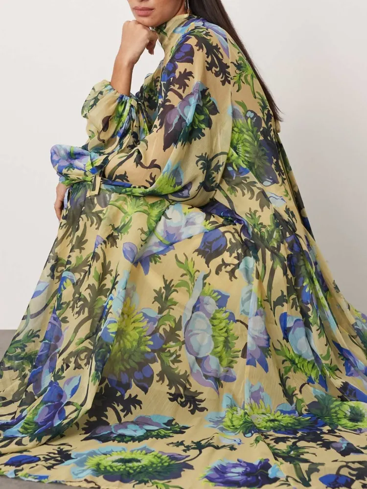Floral High Neck Maxi Dress