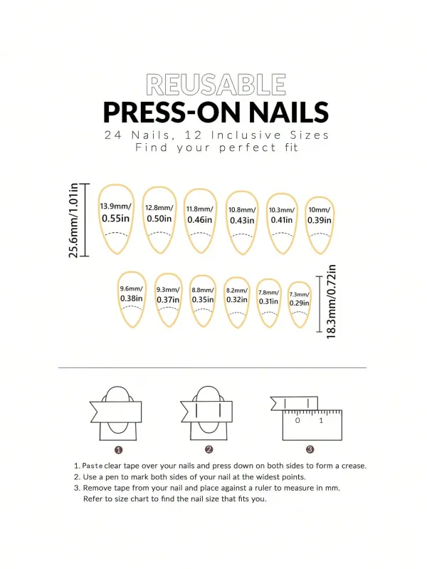 Nailhour 24pcs French White Ombre 3D Floral Decor Short Almond Press-On Nails