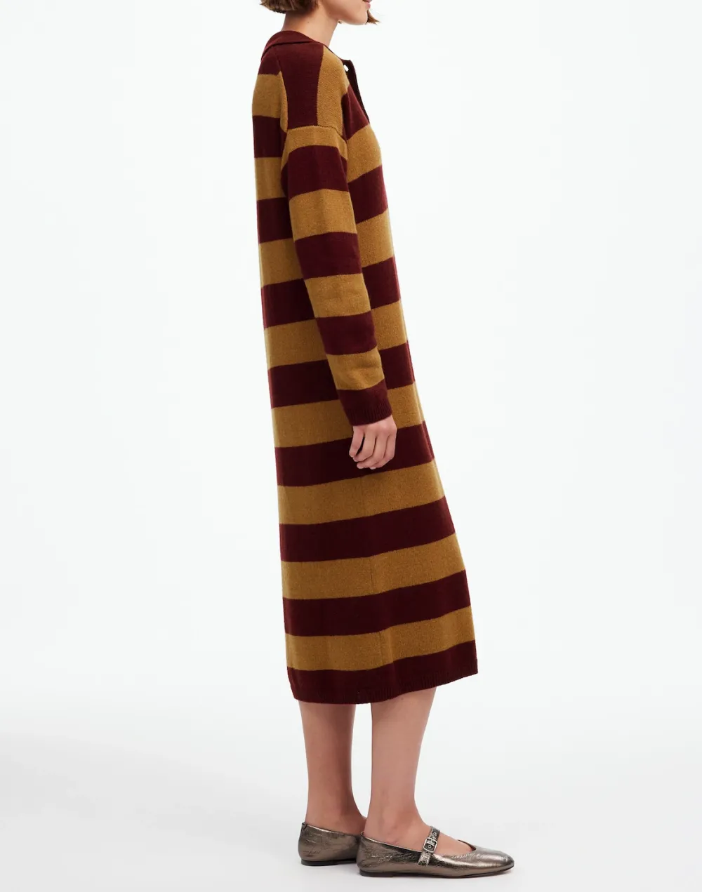 Striped Relaxed Sweater Midi Dresses