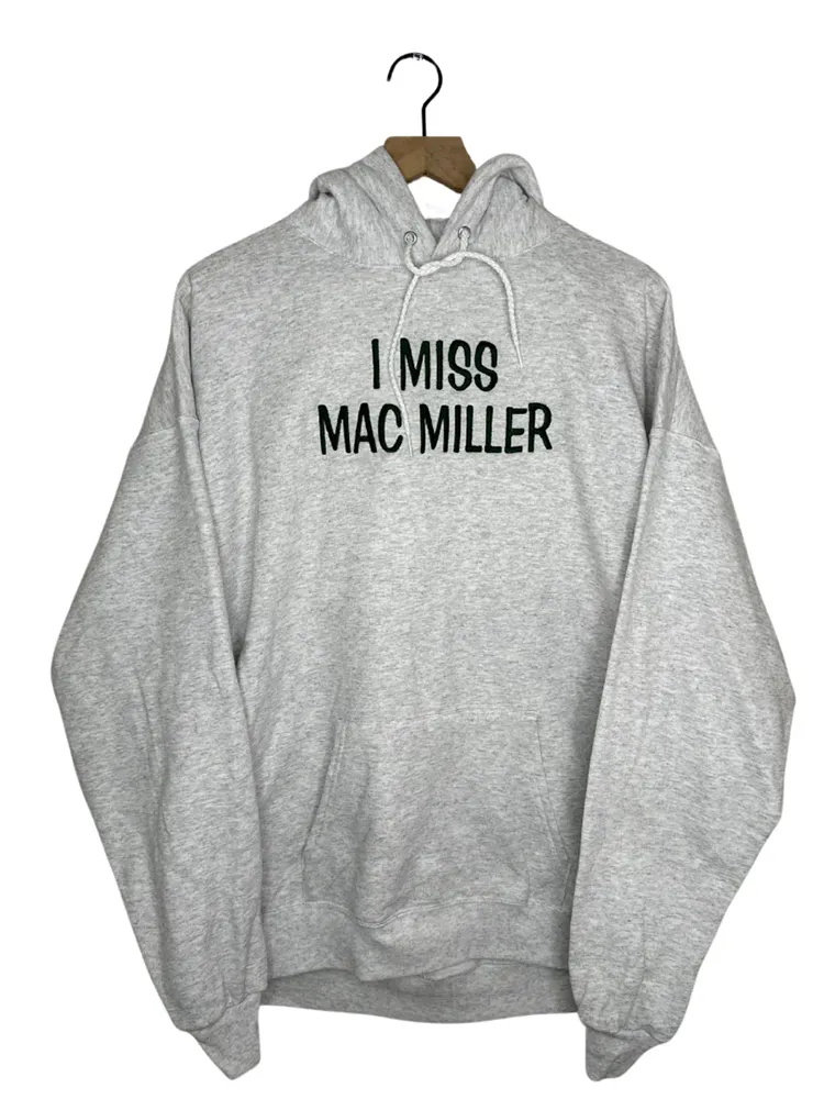 💥LAST DAY SALE 50% OFF💥I Miss Mac Miller Custom Embroidered Ash Gray Hoodie