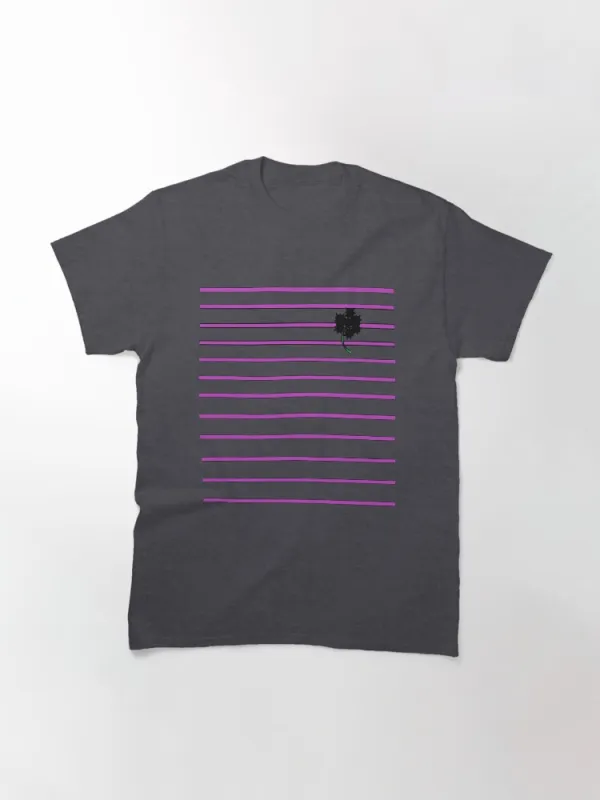 Purple Stripes With Black Flowers Classic T-Shirt