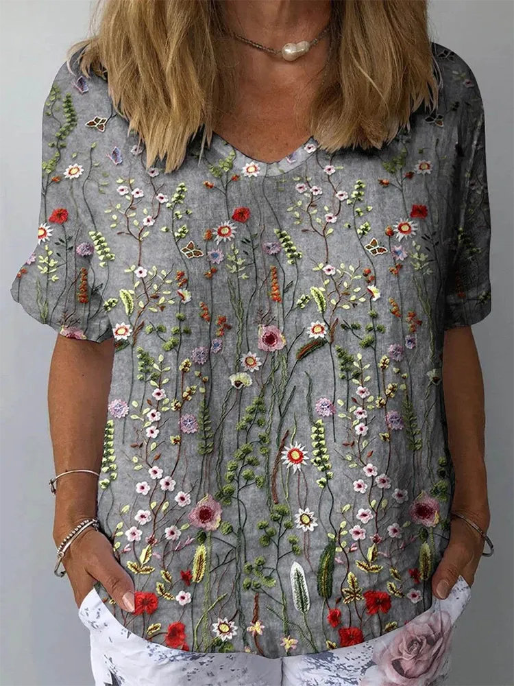 Women'S A Variety Of Colorful Embroidered Floral Printed Shirts Shirt
