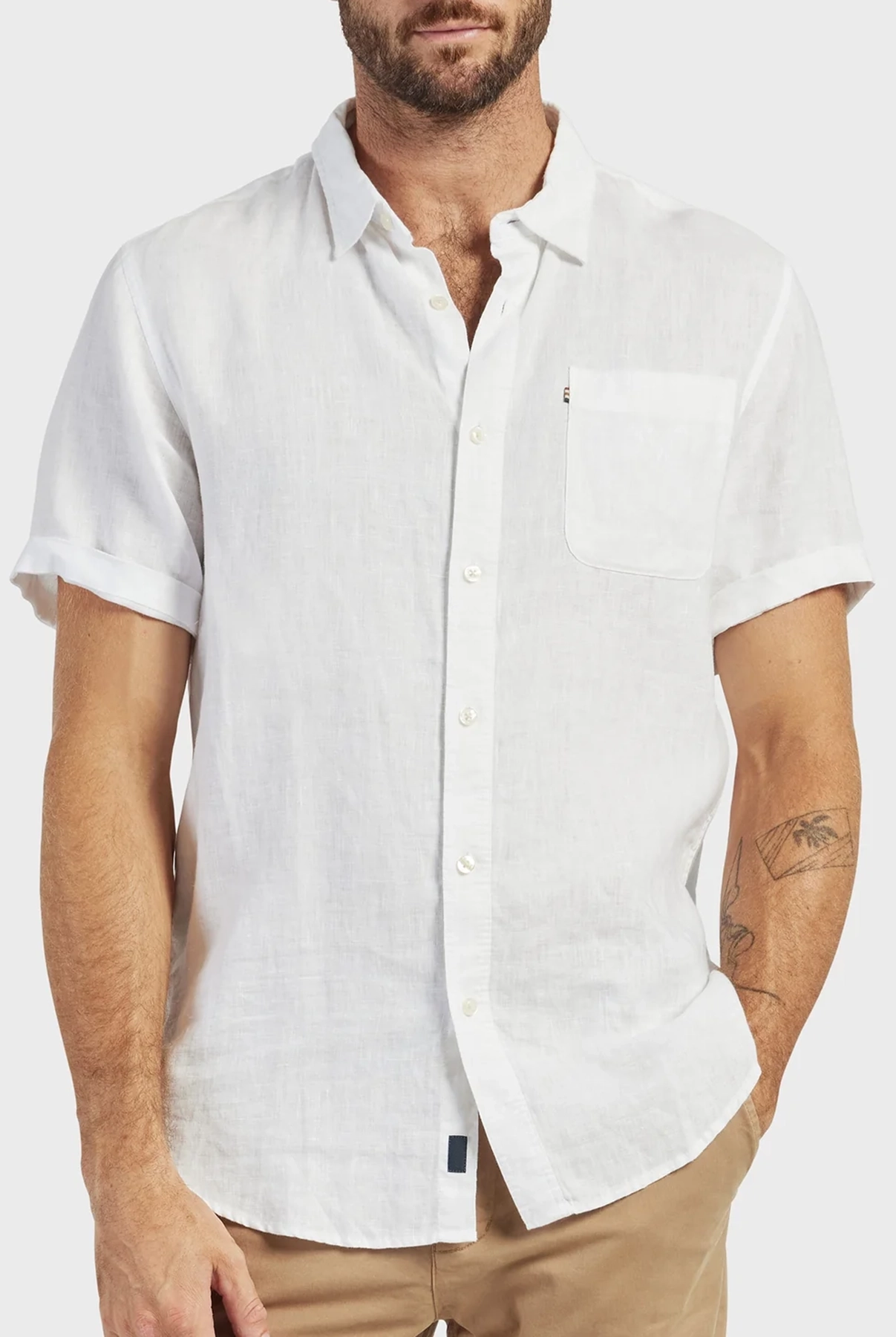 Hampton Linen SS Shirt-White