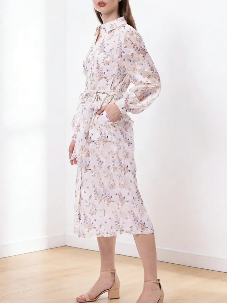 Elegant Flower Printed Midi Dress