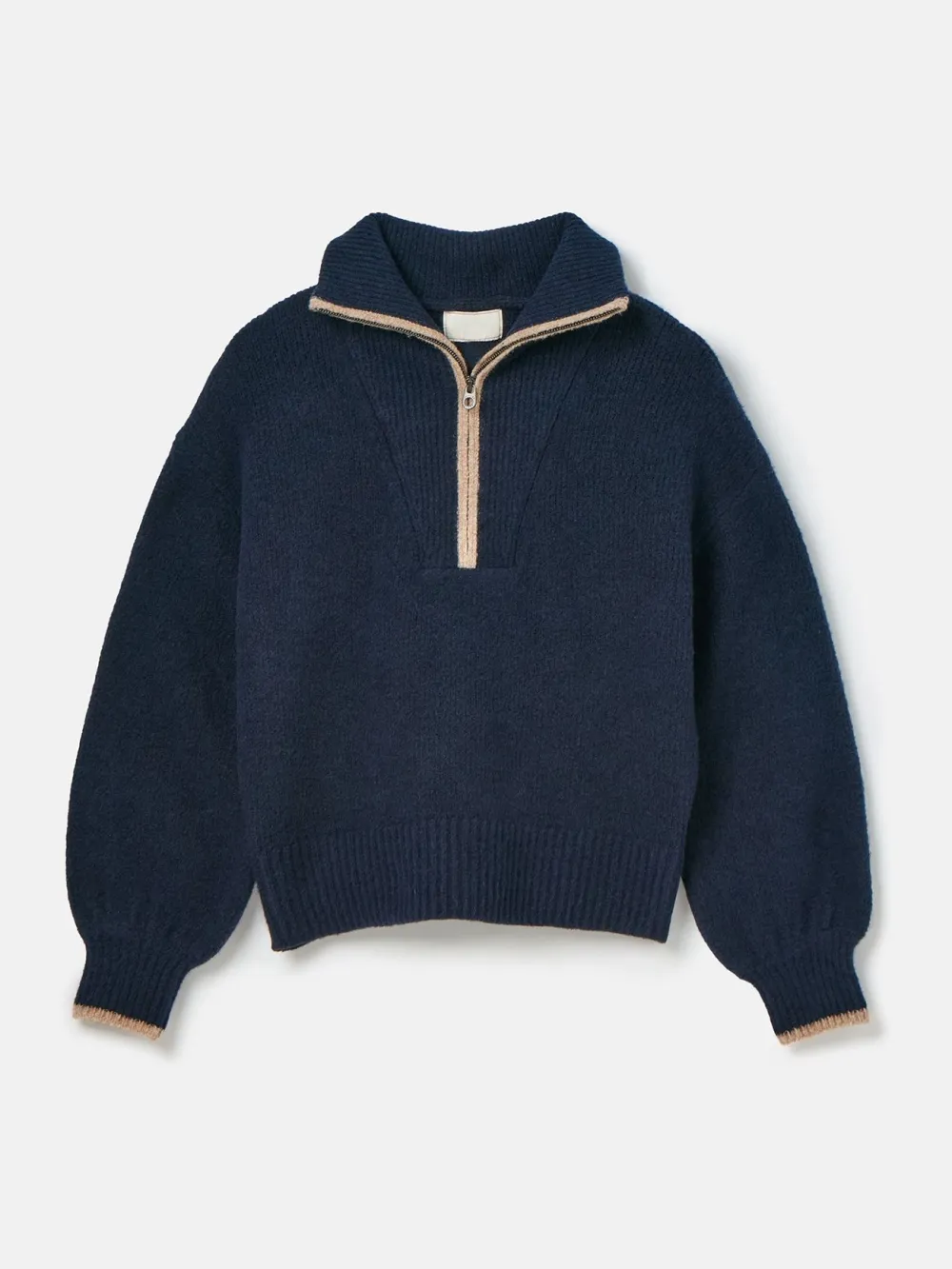 Pink Knitted Quarter Zip Jumper