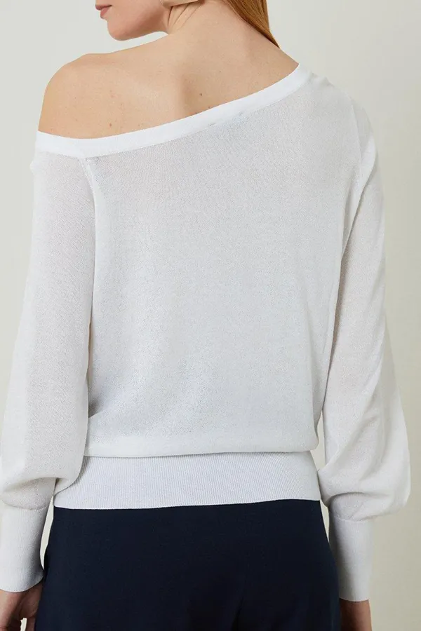 Lightweight Viscose Blend Summer Knit Off Shoulder Top