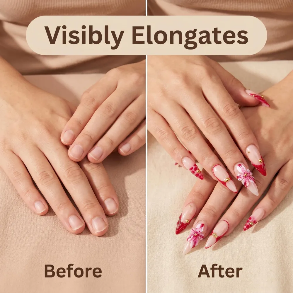 Nailhour 24Pcs Stiletto Summer Holiday Date Floral Pink Long Press On Nails